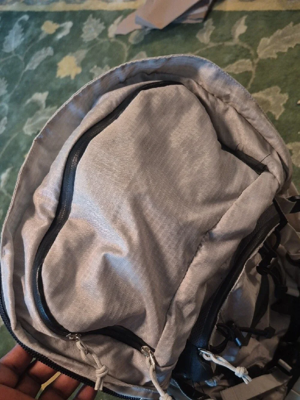 Light Gray and Black Men's Hiking Backpack with Padded Back Panel
